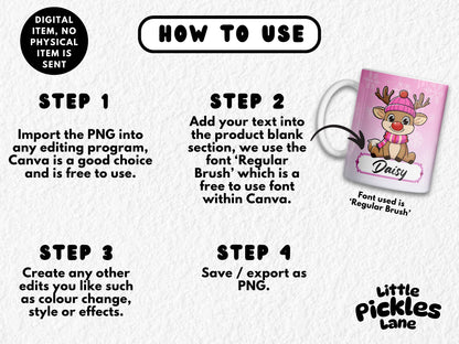 Blank Nameplate Girl Rudolph | Digital Download