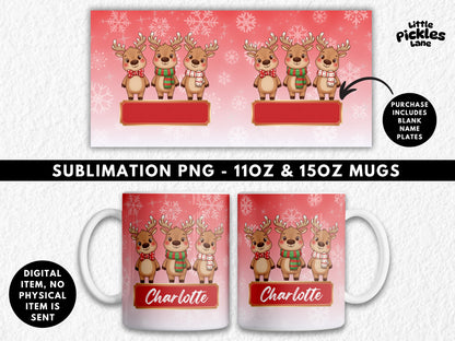 Blank Nameplate Reindeer Trio | Digital Download