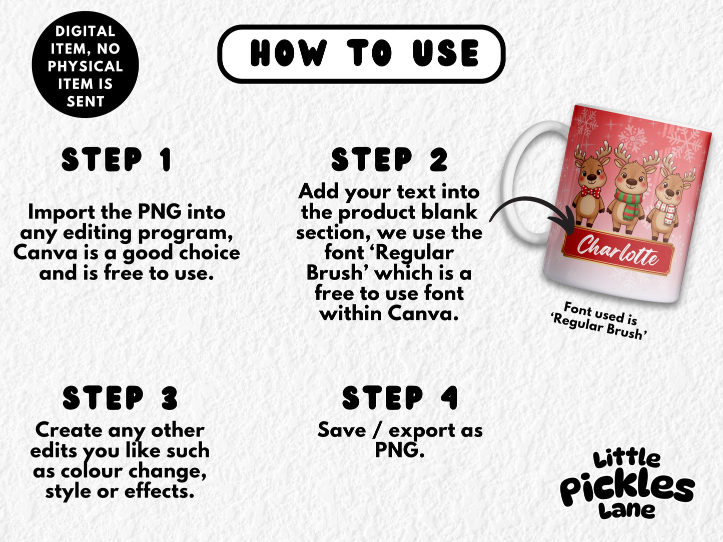 Blank Nameplate Reindeer Trio | Digital Download