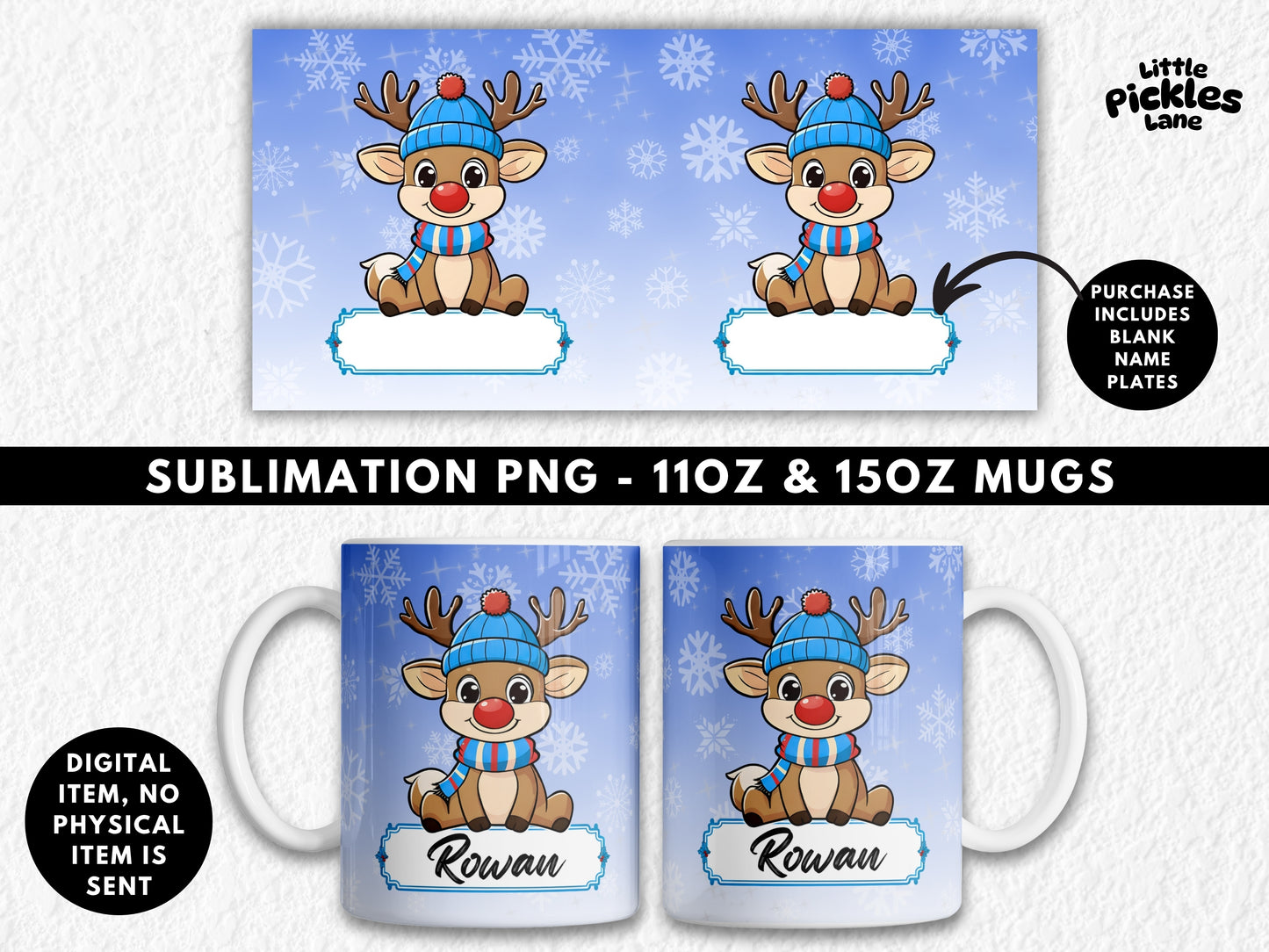 Blank Nameplate Boy Rudolph | Digital Download