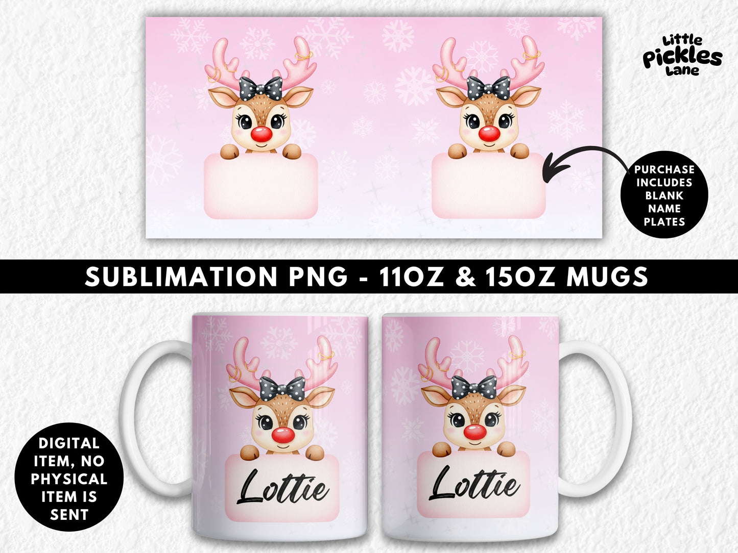 Blank Nameplate Girl Rudolph | Digital Download