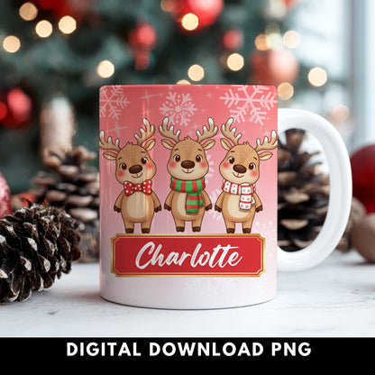 Blank Nameplate Reindeer Trio | Digital Download