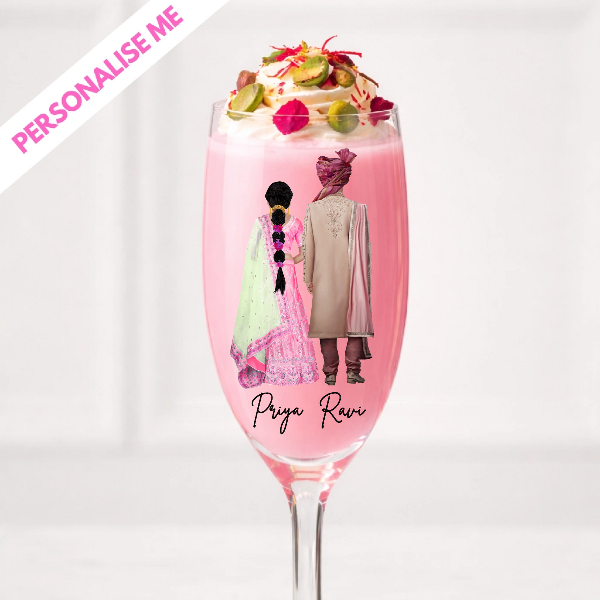 personalised hindu wedding uvdtf transfer fully customisable with changing graphics and names, prints printed in the Uk and make a perfect gift or wedding favour