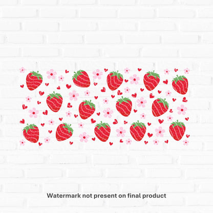 cute strawberry tumbler wrap transfer