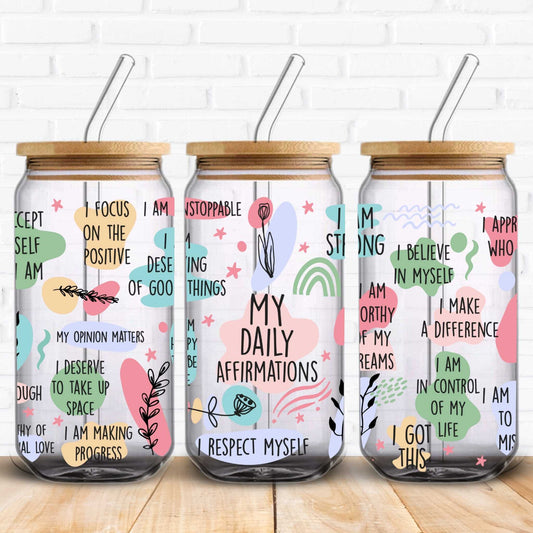 daily affirmations uv dtf wrap for libbey can tumblers