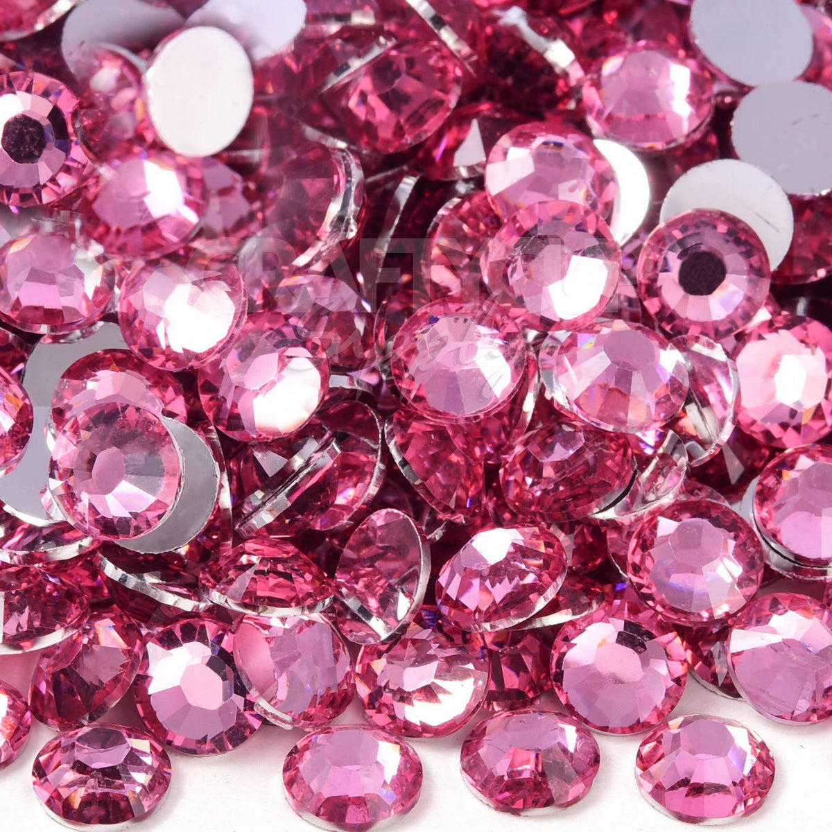 silver base pink rhinestones