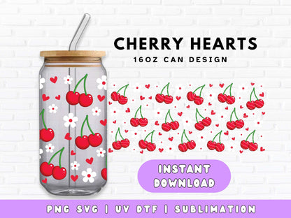 cherry sublimation design png digital download file for wraps 16oz cans