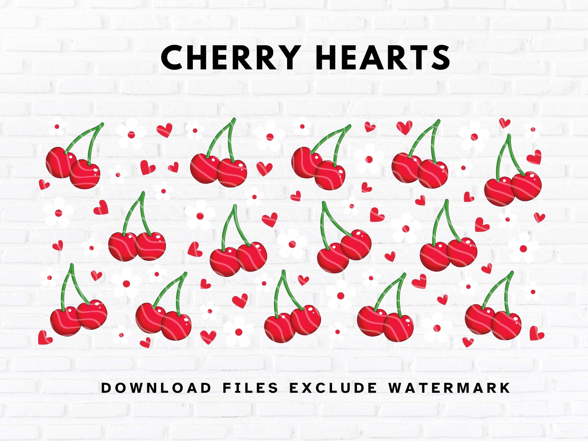 cherry sublimation design png digital download file for wraps 16oz cans