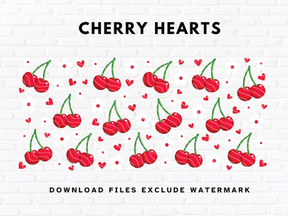 cherry sublimation design png digital download file for wraps 16oz cans