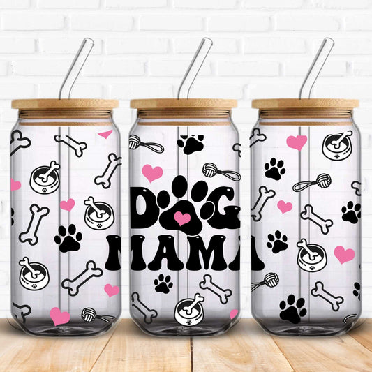 dog mama uv dtf wrap for Libbey Glass Cans uk supplier crafting blanks and prints