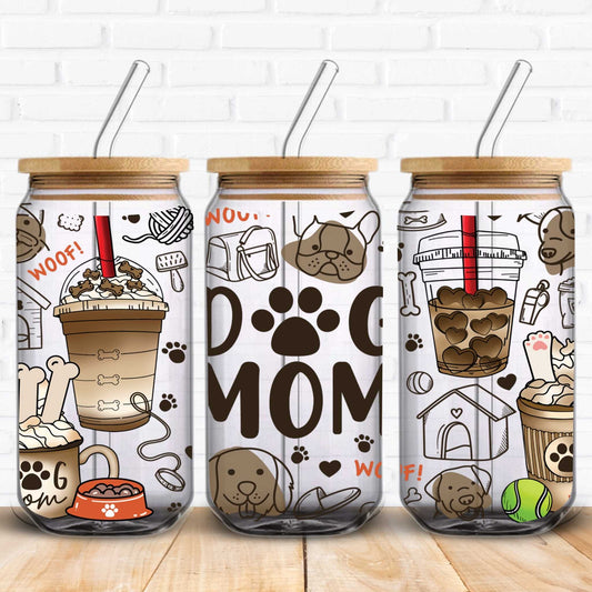 dog mum uv dtf wrap for cans