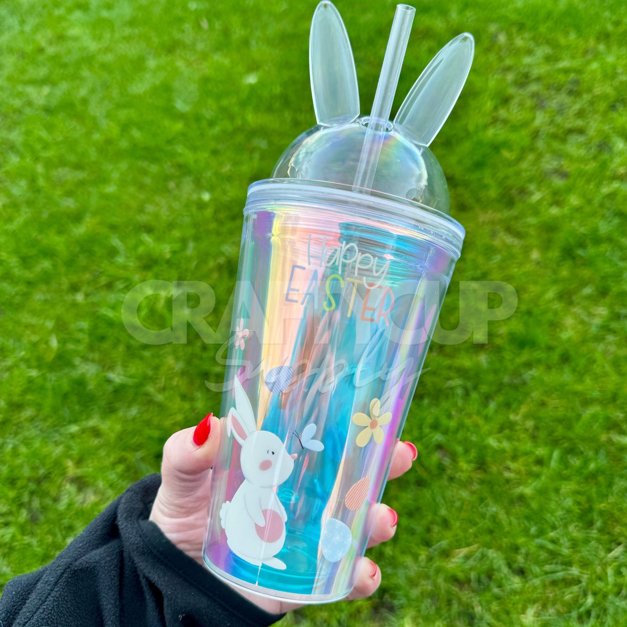 bunny ear easter drinking cup tumbler