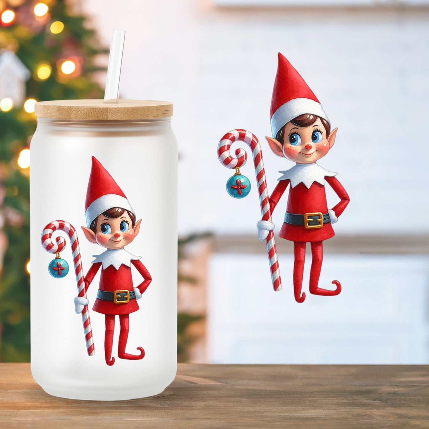 Candy Cane Elf | UV DTF Decal