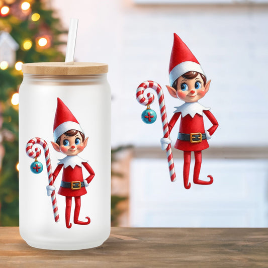 Candy Cane Elf | UV DTF Decal