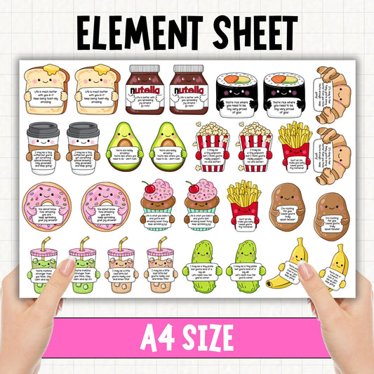 Emotional Support Food A4 Sheet | UV DTF Element Sheet