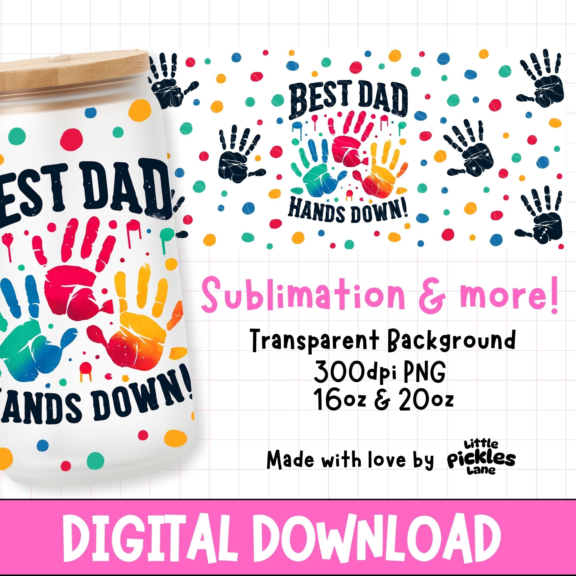 Fathers Day Best Dad 16oz Digital Download Tumbler Wrap PNG & SVG ...