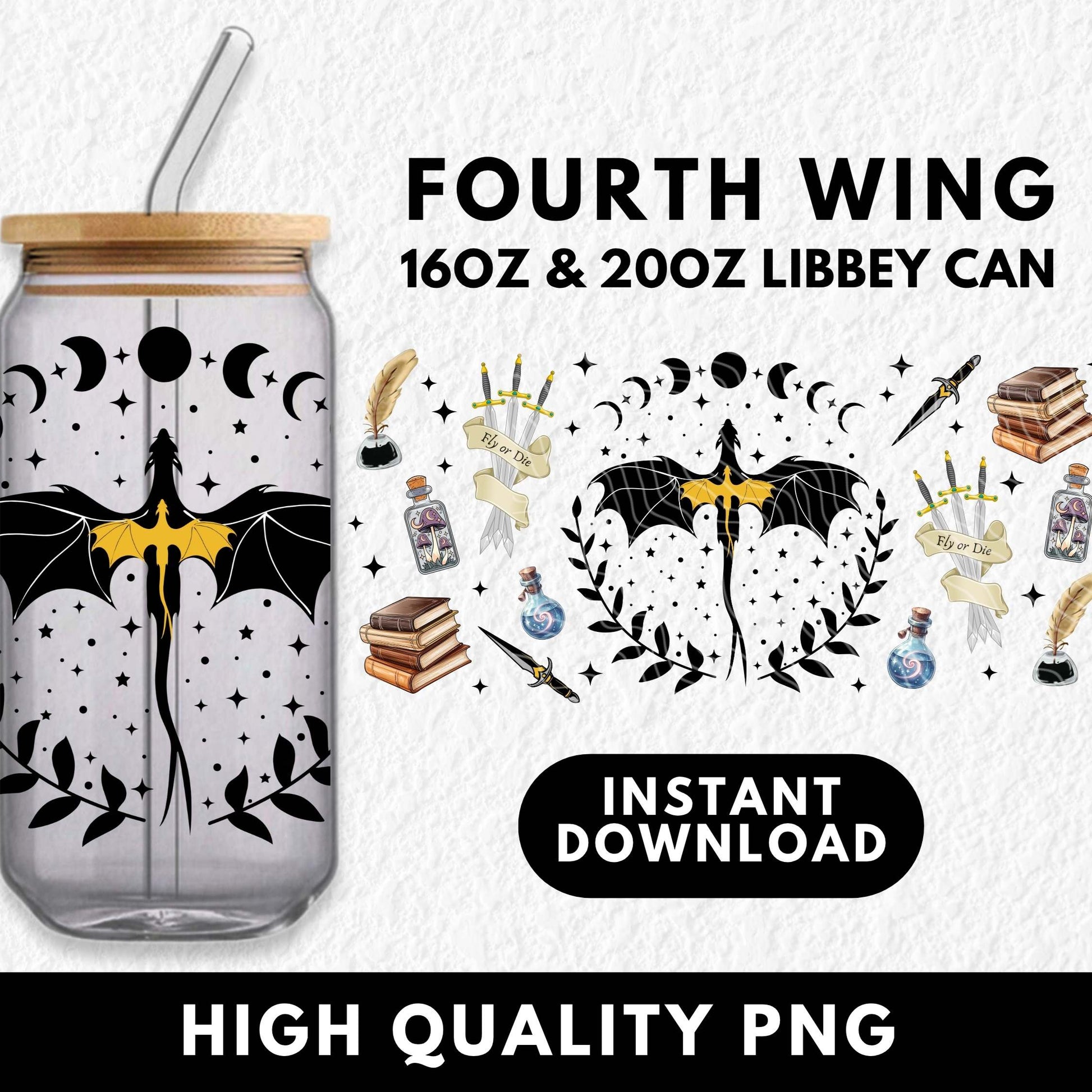 fourth wing digital download 16oz sublimation design png file