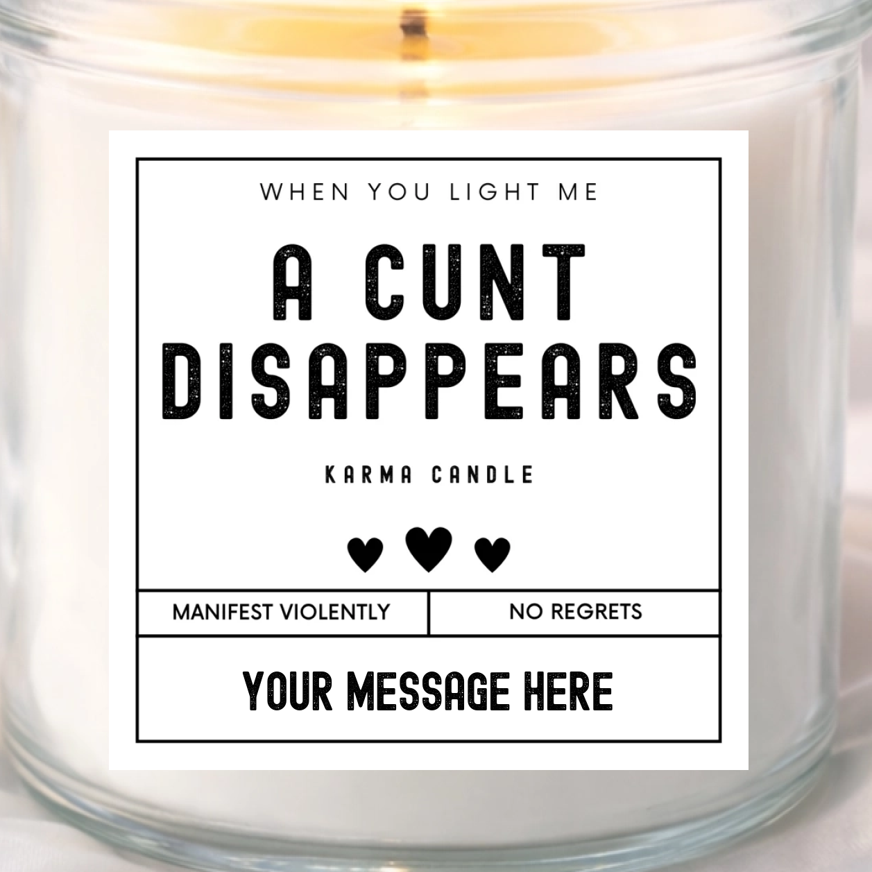 funny candle labels which can be personalised with your own message and name, perfect for valentines day