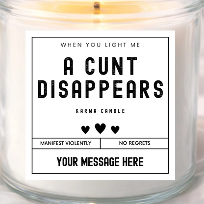 funny candle labels which can be personalised with your own message and name, perfect for valentines day