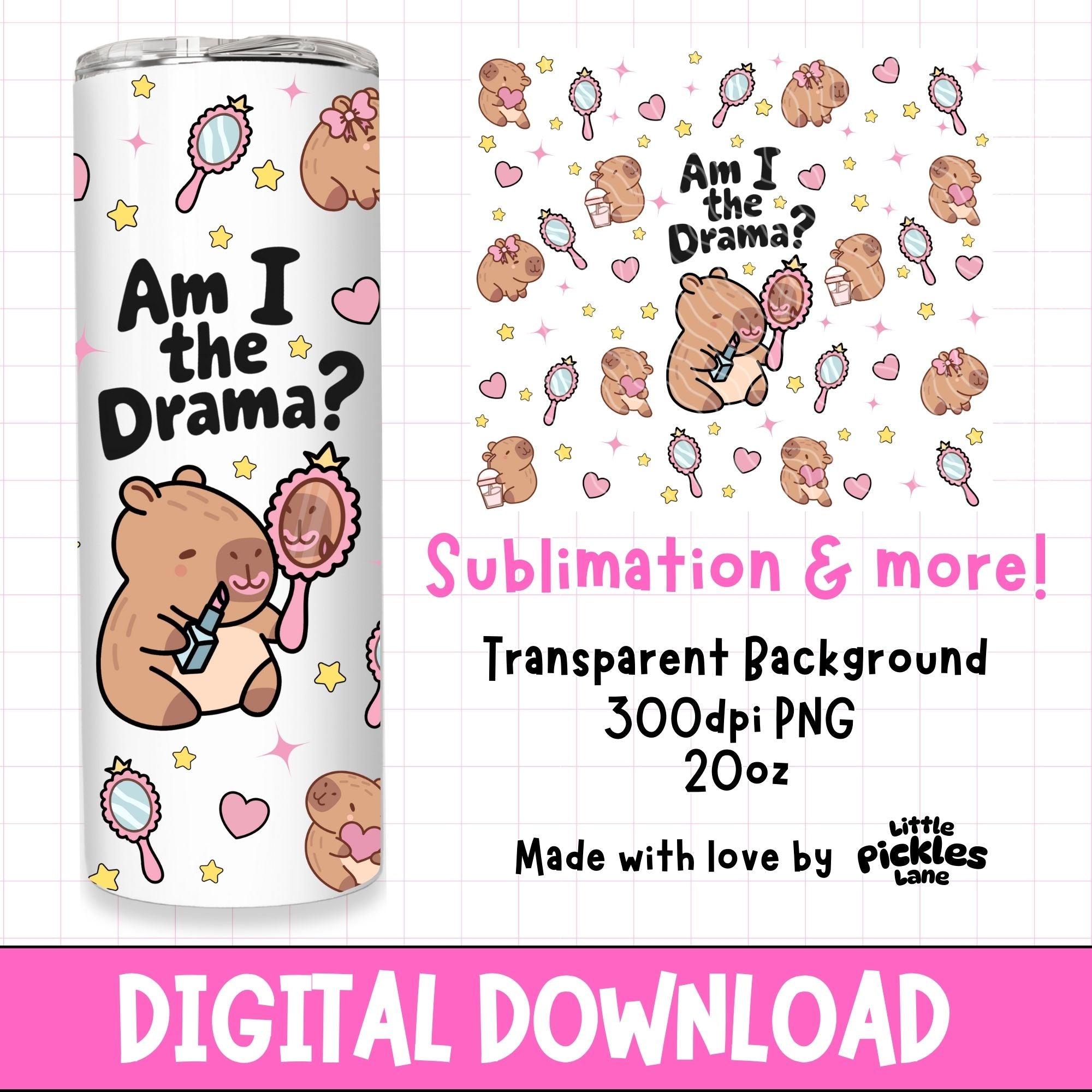 Funny Capybara 20oz Tumbler Sublimation Digital Download PNG ...