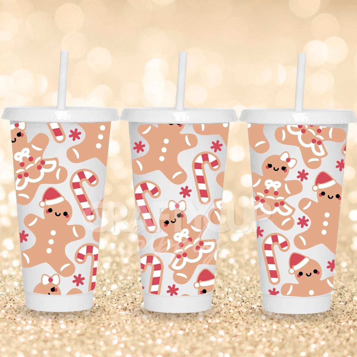 Gingerbread Candy Cane | Cold Cup UV DTF Wrap