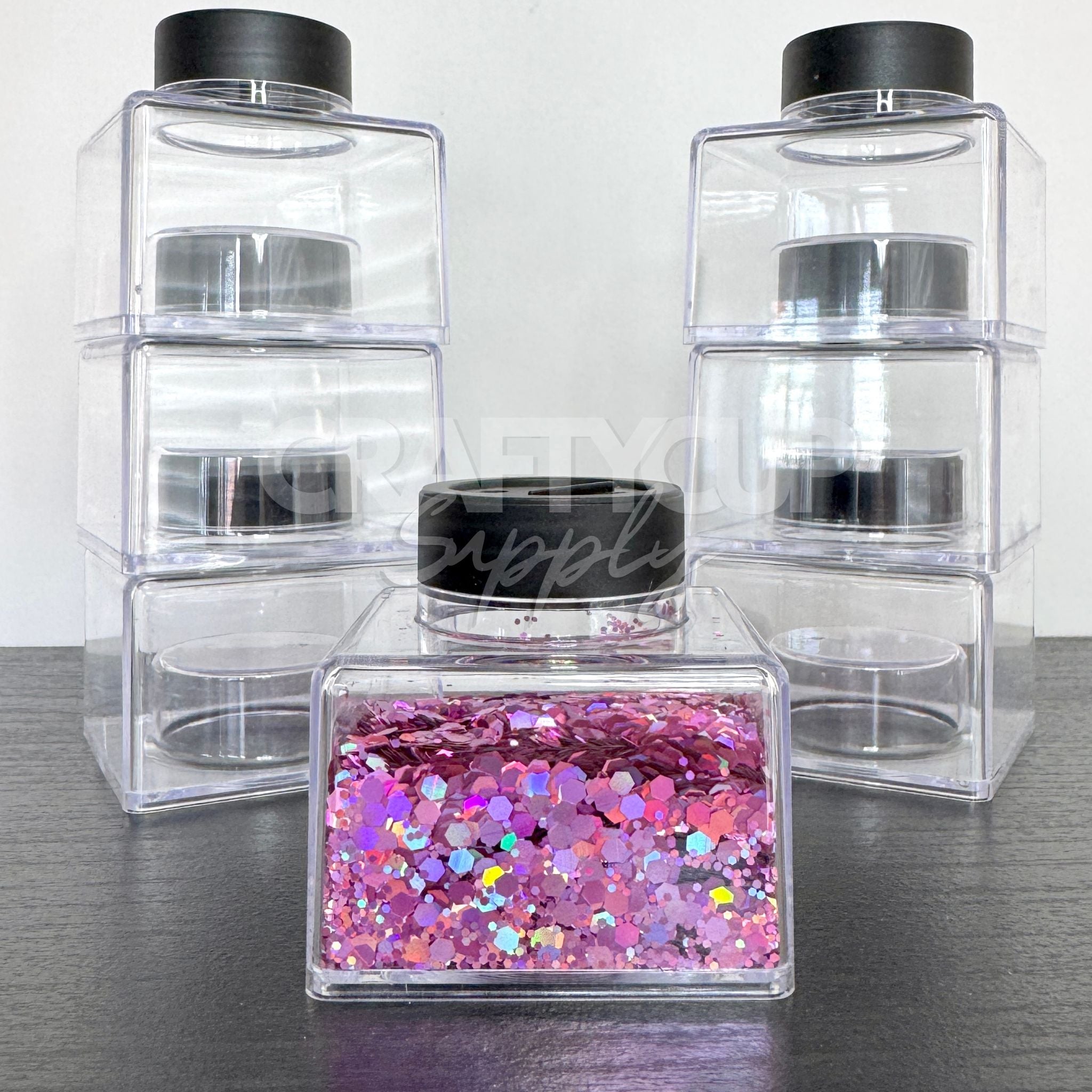 Stackable 2oz Glitter Storage Jar – 56g Clear Acrylic Shaker for Craft ...