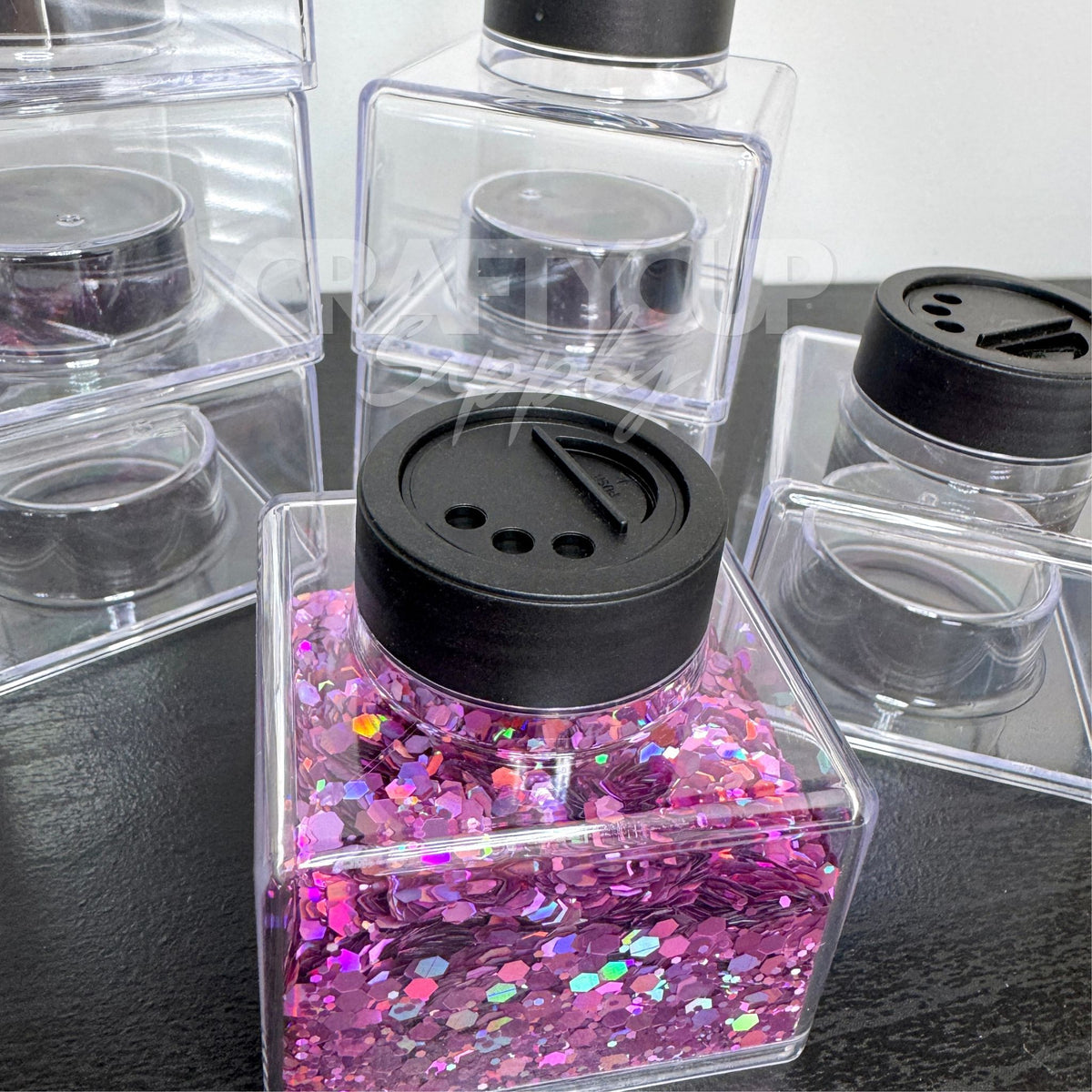 Stackable Shakers Stackable 2oz Glitter Storage Jar – 56g Clear Acrylic Shaker for Craft ...