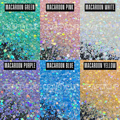 Macaroon Glitter Box 6x 2oz/56g, With Stacker Jars & Labels (WORTH £51!)