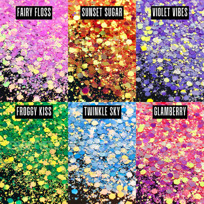 Extreme Sparkle Glitter Box 6x 2oz/56g, With Stacker Jars & Labels (WORTH £54!)