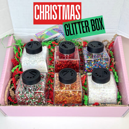 Christmas Glitter Box 6x 2oz/56g, With Stacker Jars & Labels (WORTH £51!)