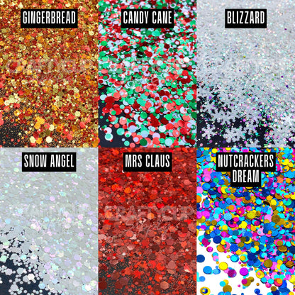 Christmas Glitter Box 6x 2oz/56g, With Stacker Jars & Labels (WORTH £45!)