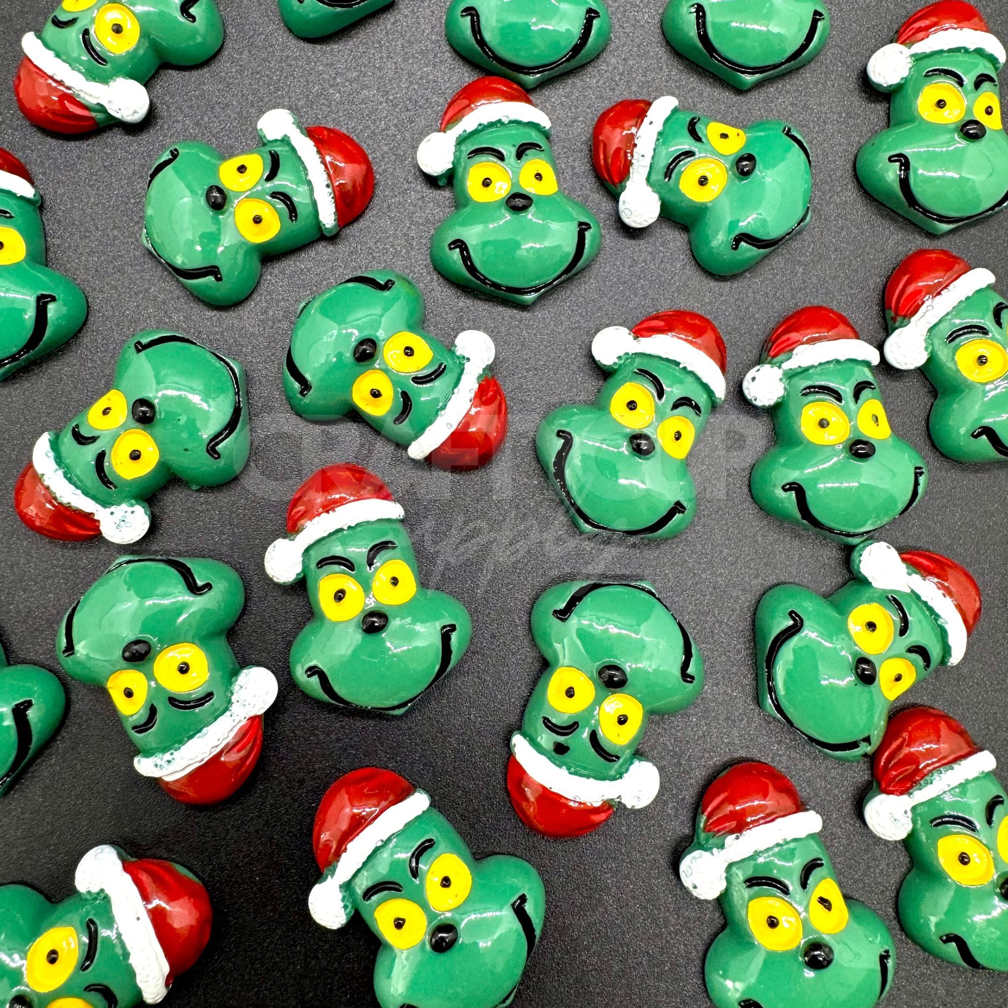 grinch head resin cabochon charms