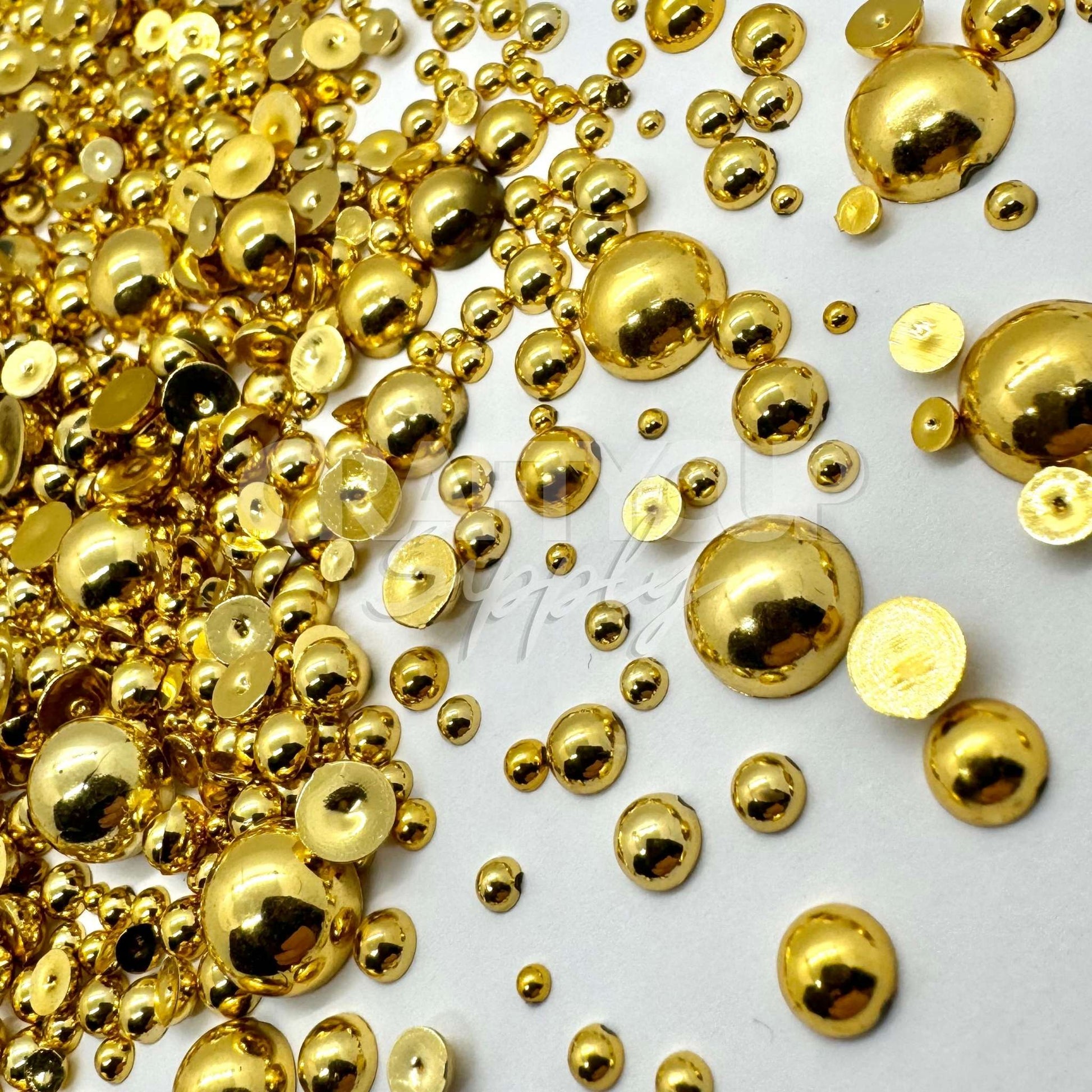 gold rhinestones half pearls