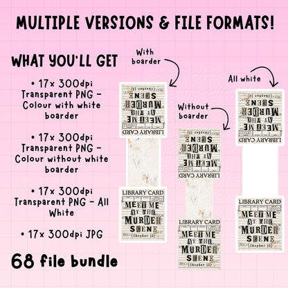 Horror Library Cards Magnetic Bookmark Bundle | Digital Download