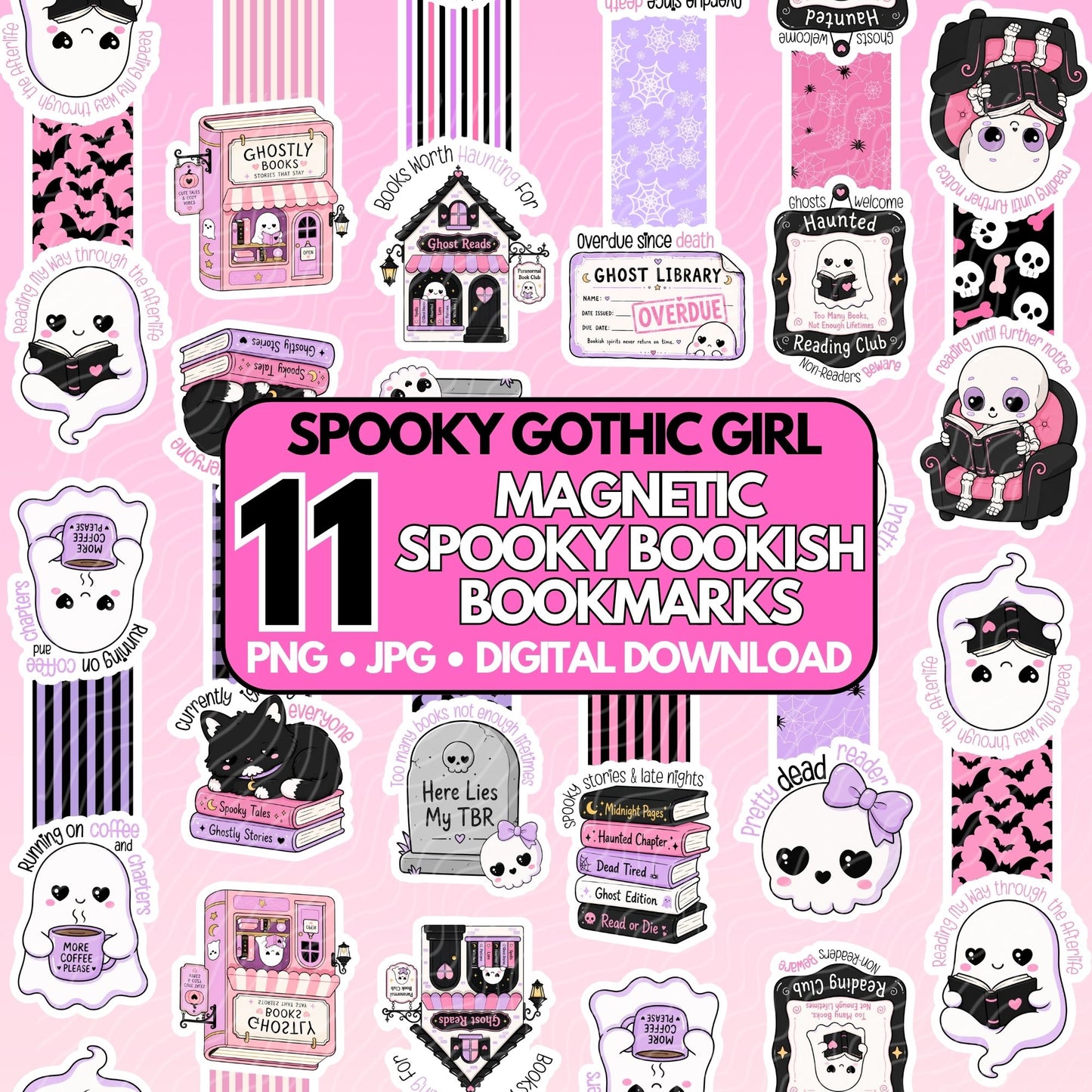 Gothic Girl Magnetic Bookmark Bundle | Digital Download