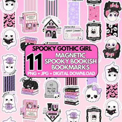 Gothic Girl Magnetic Bookmark Bundle | Digital Download