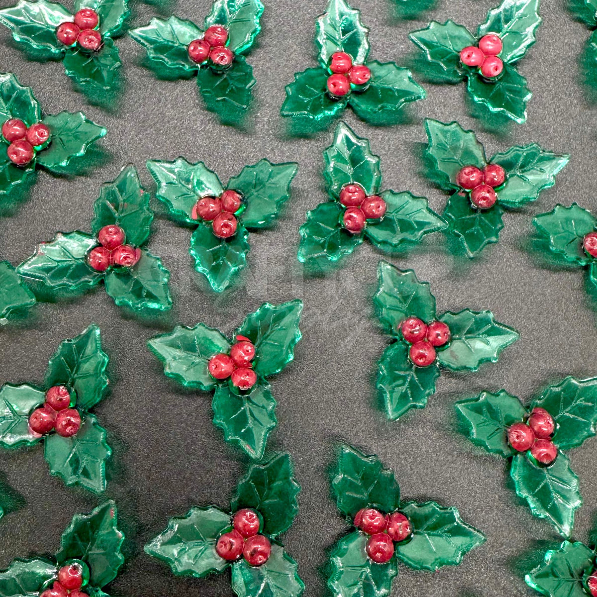 Christmas Holly Cabochons (Pack of 10)