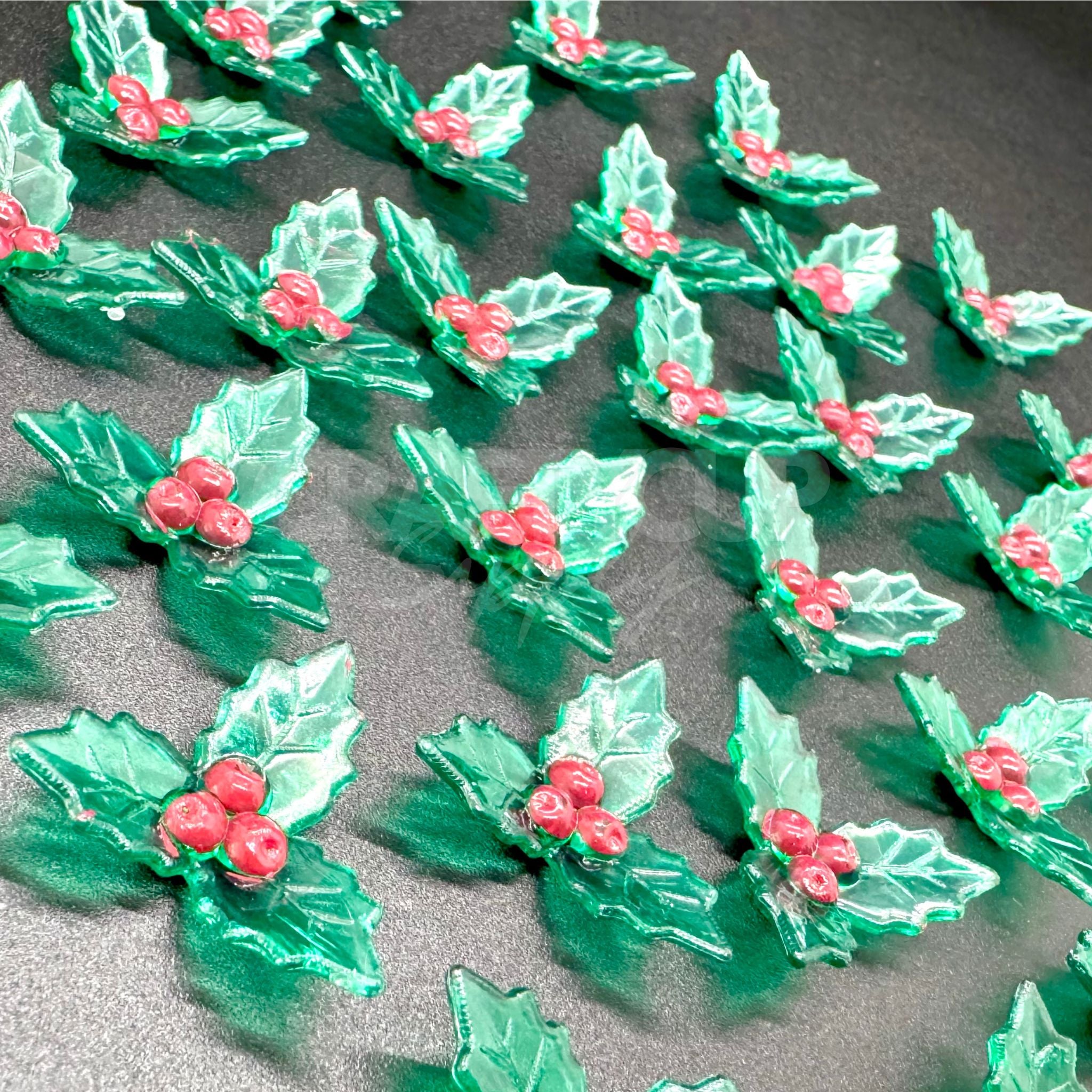 Christmas Holly Cabochons (Pack of 10)