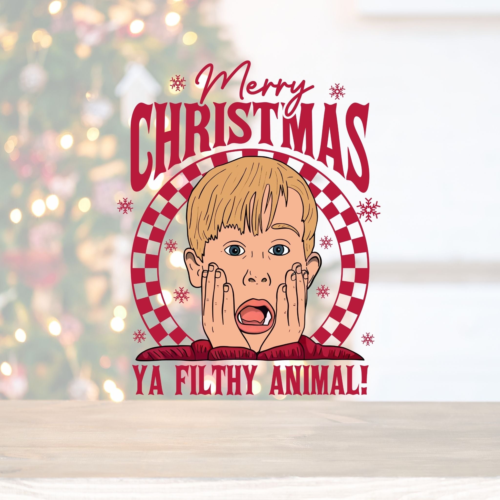 Merry Christmas Ya Filthy Animal | UV DTF Decal