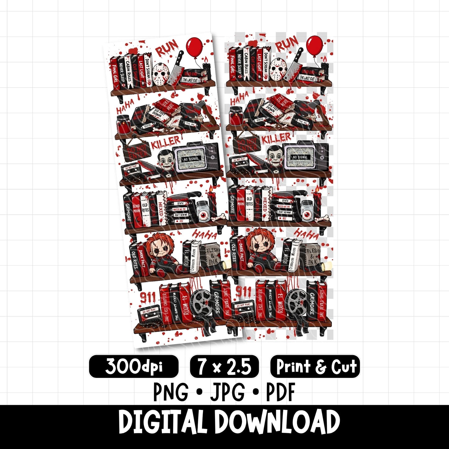 Horror Bookshelf | Bookmark Digital Download