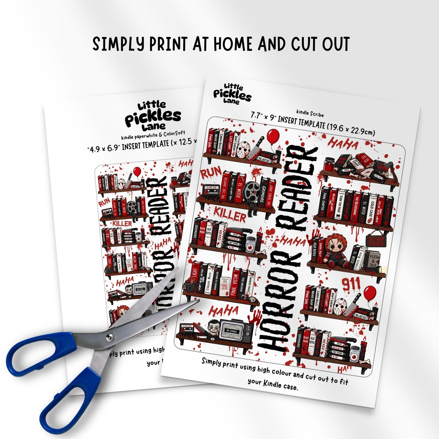 Horror Bookshelf Kindle Insert | Digital Download