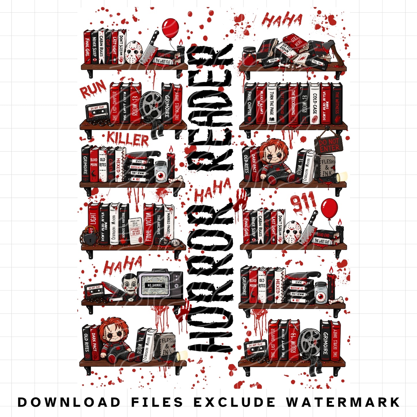 Horror Bookshelf Kindle Insert | Digital Download