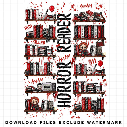 Horror Bookshelf Kindle Insert | Digital Download