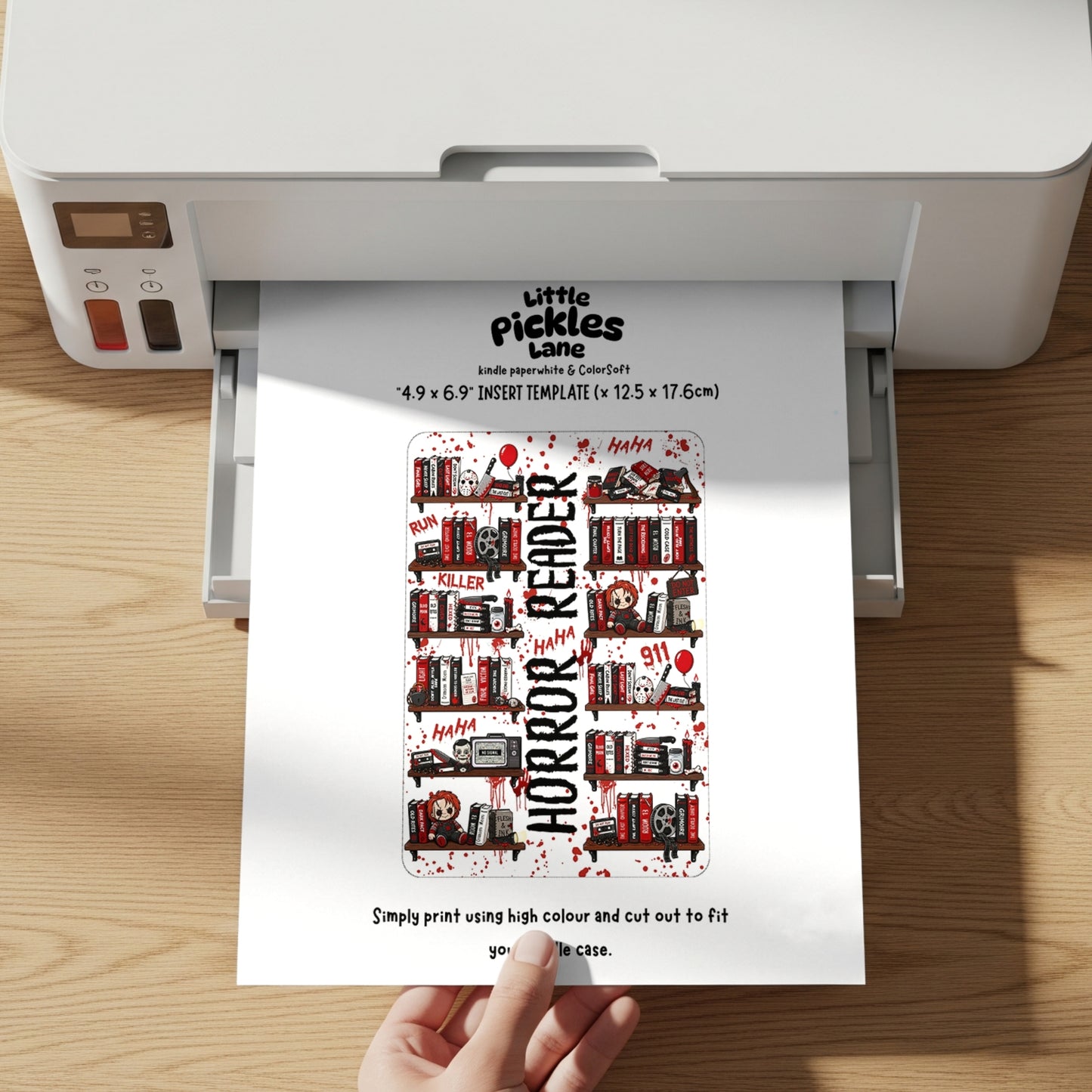 Horror Bookshelf Kindle Insert | Digital Download