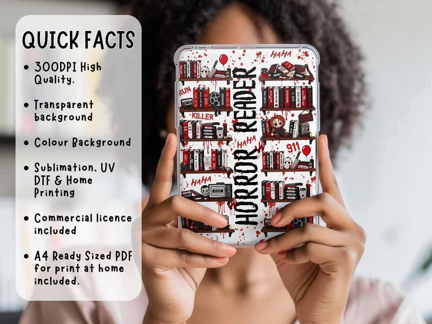 Horror Bookshelf Kindle Insert | Digital Download