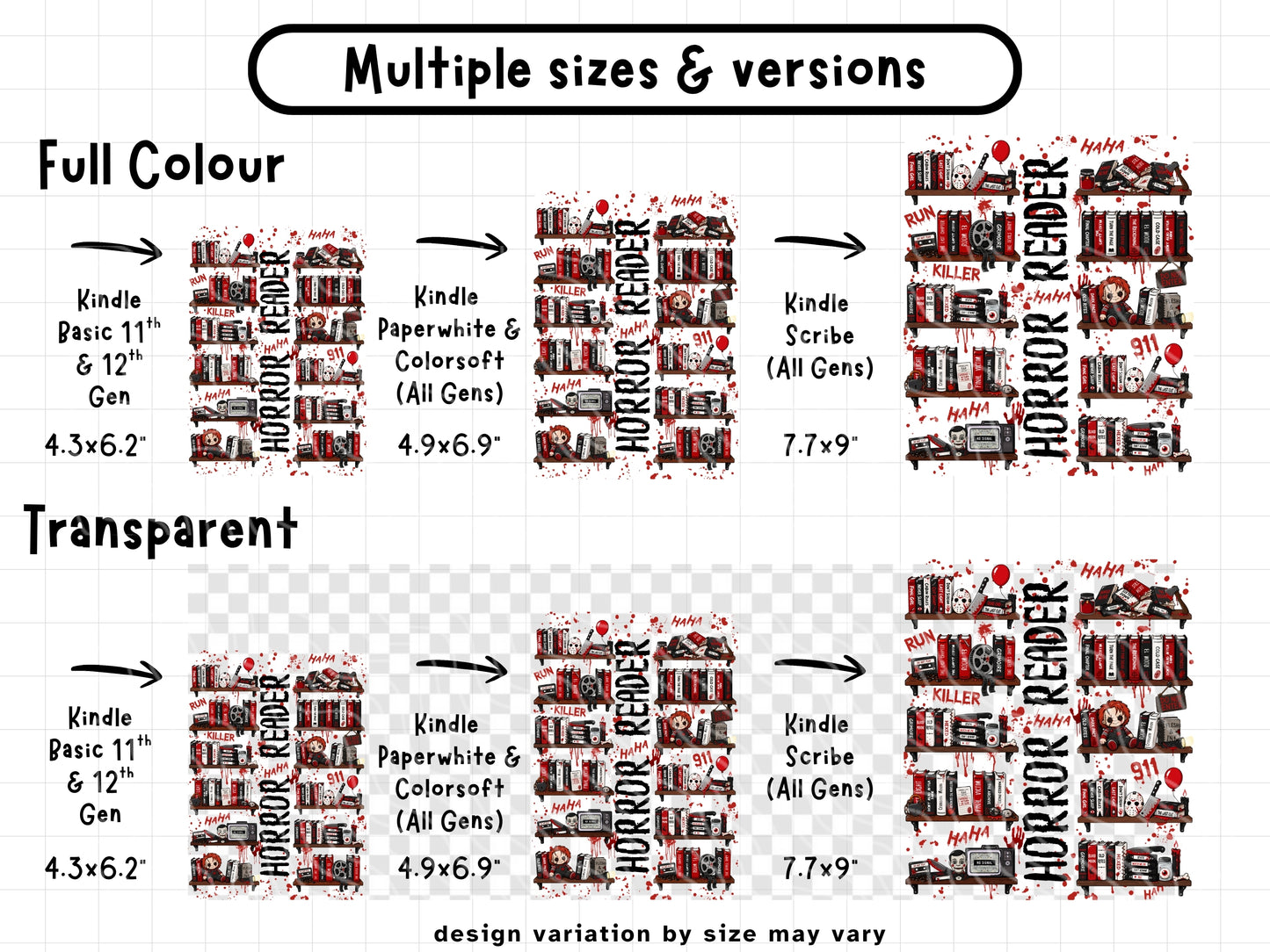 Horror Bookshelf Kindle Insert | Digital Download
