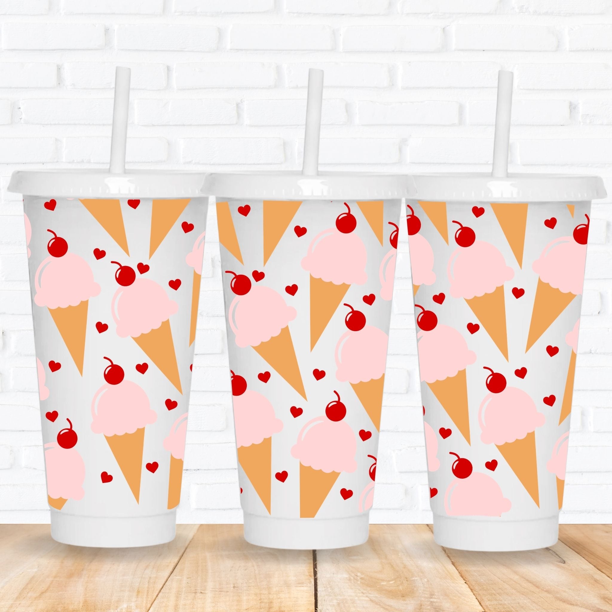 Pink Ice Cream UVDTF Tumbler Cold Cup Wraps UK Printed – CraftyCupSupply