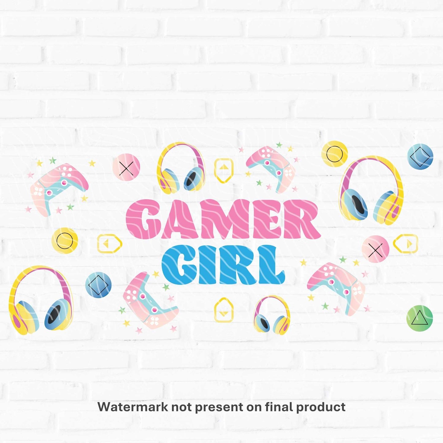 gamer girl uv dtf wraps for libbey cans