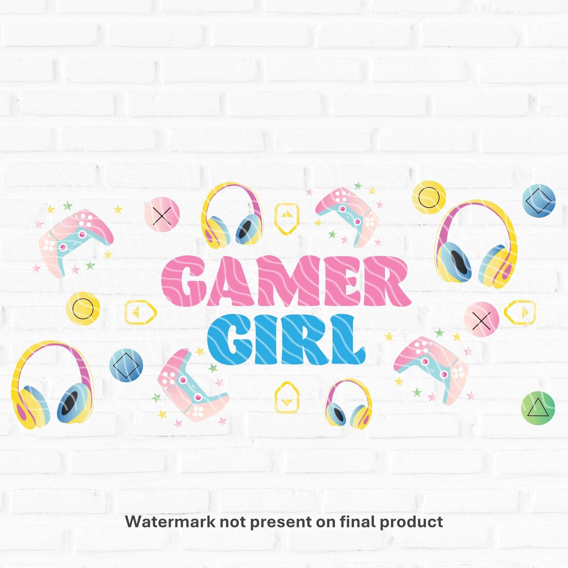 gamer girl uv dtf wraps for libbey cans