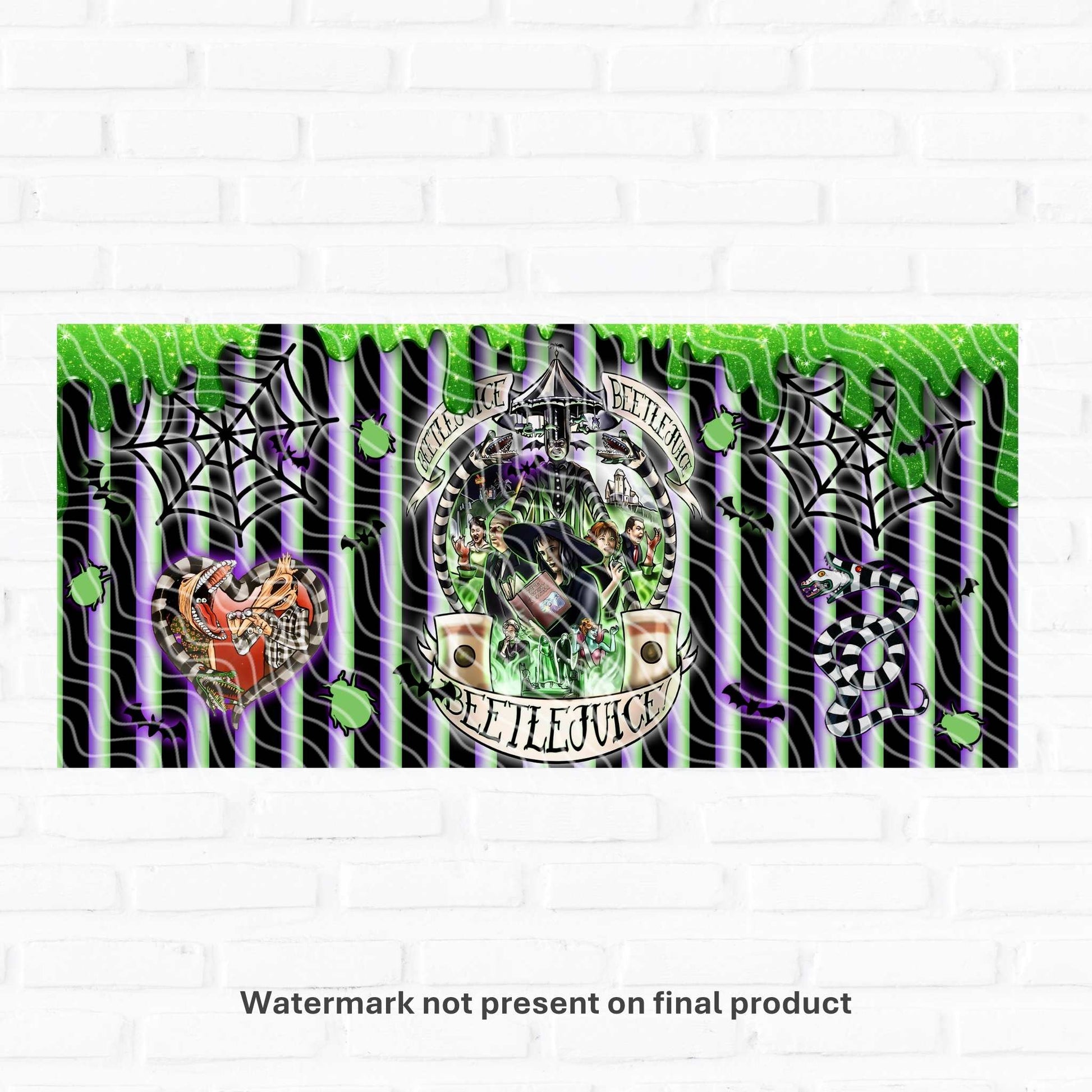 Beetlejuice uv dtf wraps for libbey cans